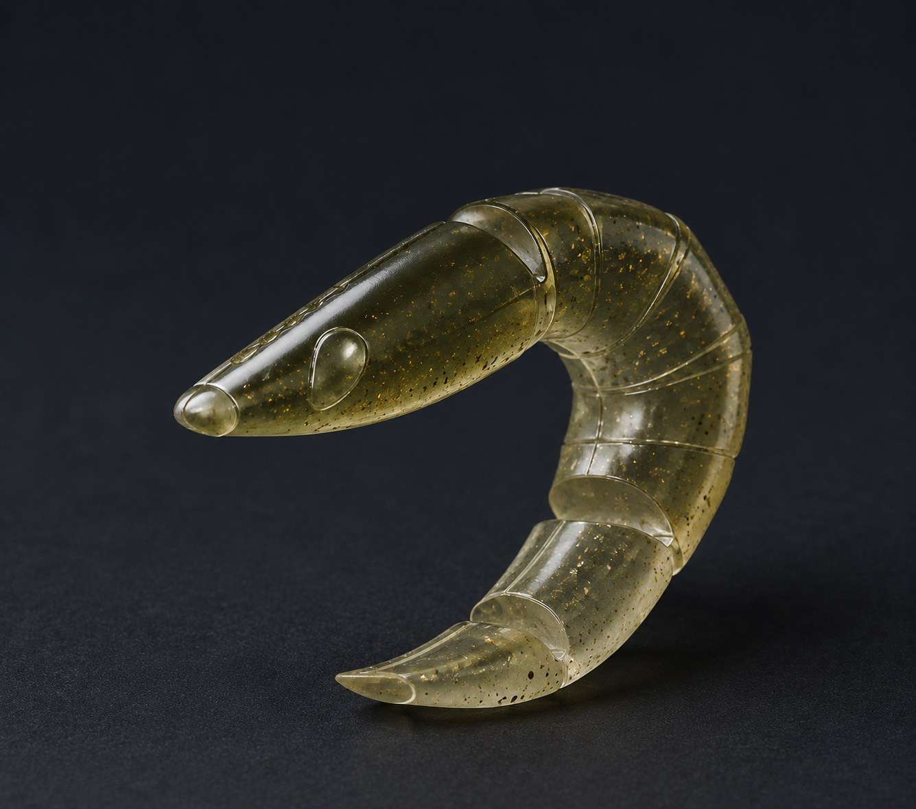 SaltVector 65mm prawn vibe soft plastic lure on a dark background